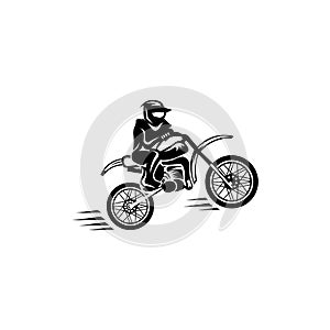 Motocross Rider and Motorcycle Silhouette Isolated Vector Illustration