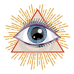 Vector Illustration of an All-Seeing Occult or Masonic Eye photo