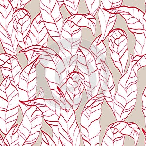 Red leaves vecor seamless pattern