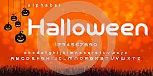 Halloween alphabet letters serif fonts set.
