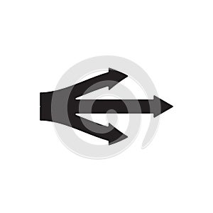 Three way direction arrow sign, vector illustration