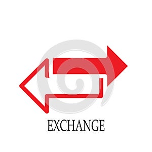 Exchange red arrows in opposite directions, vector icon