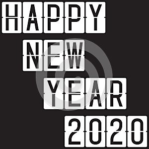 Happy New Year 2020 in display board style solari board, flightboard, flipboard photo