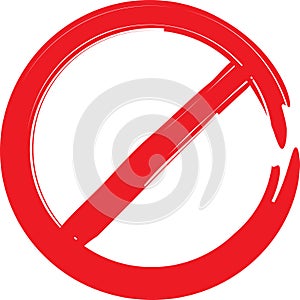 Blank red vector stop sign icon. No sign, warning isolated on white background.