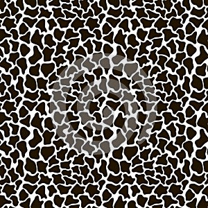 Print. Pattern. Black spots, different shapes on a white background.