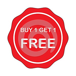 Buy 1 Get 1 Free,red ribbon seal for sale tag, banner, sticker, label.