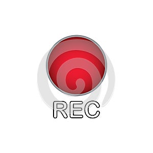 Rec button. Red flat icon. Vector illustration symbol on white background.
