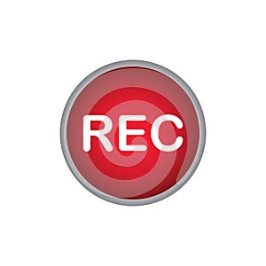 Rec button. Red flat icon. Vector illustration symbol on white background