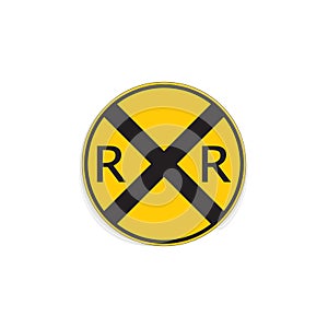 Railway or railroad crossing Intersection regulatory sign. Vector illustration. photo