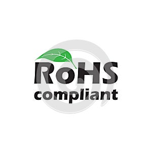 ROHS compliant sign with green leaf, vector illustration.