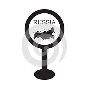 Russia map in pin location sign. Vector illustration, isolated on white background.