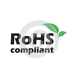 ROHS compliant sign with green leaf, vector illustration