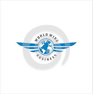 Business global wing Logo Icon Design Vector .Business Global Logo Design Globe . World Earth Logo Business Icon Design Vector