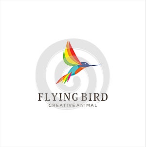 humming Bird Logo Design Creative Color Sign . Fliying Bird Colorful Logo Design Illustration .Fliying Bird colibri hummingbird lo