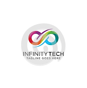 Infinity Logo with color gradient Design Vector Stock . Limitless Logo photo
