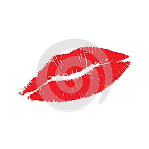 Red lips pomade imprint. Kiss day. Vector illustration on white background
