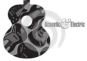 Acoustic electric guitar poster background