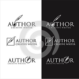 Set Of Write logo , simple style Stock Vector Art . Author Write Logo Templates Design Vector Stock . vintage pen feather writer s