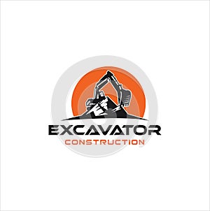 Excavator logo template vector illustration. Heavy equipment logo vector for construction company. Creative excavator and Backhoe