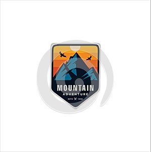 Mountain Outdoor Logo Design ,Hiking, Camping, Expedition And Outdoor Adventure. Exploring Nature For Badges, Banners, Emblem