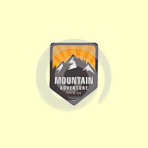 Mountain Outdoor Logo Design ,Hiking, Camping, Expedition And Outdoor Adventure. Exploring Nature For Badges, Banners, Emblem