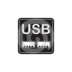 Double Usb port sign isolated on white background. Vector icon concept drawing.