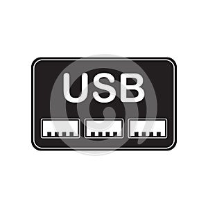 Usb port sign isolated on white background. Vector icon concept drawing.