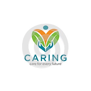 Caring Logo Design Vector Stock Illustration . We Care Logo . Caring Hands Logo . Love Care Logo Template