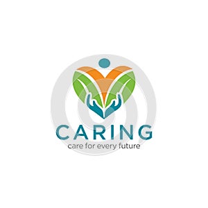 Caring Logo Design Vector Stock Illustration . We Care Logo . Caring Hands Logo . Love Care Logo Template
