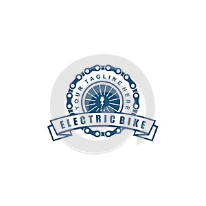Electric bike logo Design vector Stock Illustration . Bike Tech Logo Template . Bycle Tech Logo Icon . Electric motorcycle logo ve