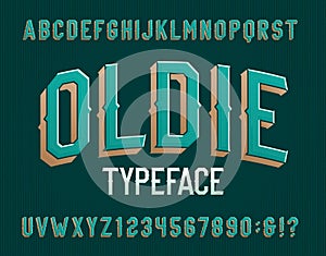 Oldie alphabet font. Retro letters and numbers.