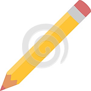 Vector realistic yellow wooden pencil with rubber eraser. Sharpened detailed office mockup, school instrument, creativity, idea