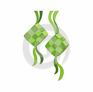 Ketupat vector decoration for ied al fitr ramadan symbol in flat illustration vector isolated in white background