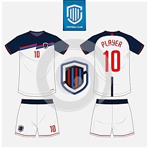 Soccer jersey or football kit mockup template design for sport club. Football t-shirt sport, shorts mock up. Soccer uniform.