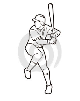 Baseball player action cartoon sport graphic