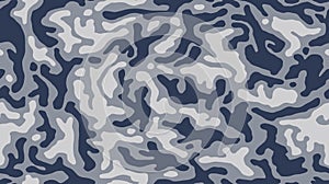 Military blue camouflage, war repeats texture, seamless vector background. Camo pattern for army fabric