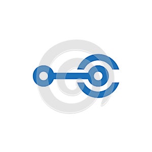 Technology- vector icon. Letter c tech logo. Electric circuit icon.