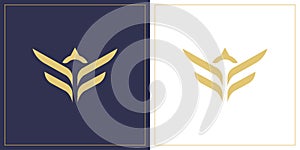 Wings abstract logo design leter v