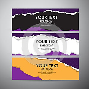 Abstract Torn Paper with space background. Vector banners set background.