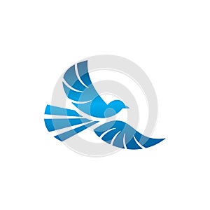 Blue Bird Flying Logo Design Vector