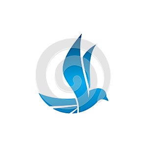 Blue Bird Flying Logo Design Vector