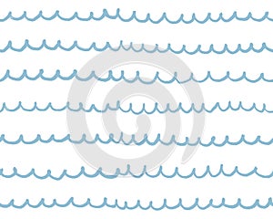 Nautical blue baby pattern. Sea wave. Kids illustraition background