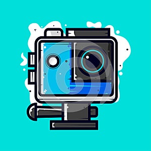 Illustration vector of camera with blue colors