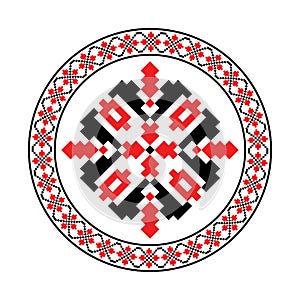 Traditional romanian round ornament embroidery motif photo