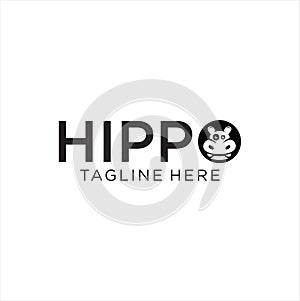 Hippo logo design silhouette Vector Stock Illustration . Hippo Head Logo design Black photo