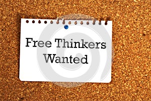 Free thinkers wanted on paper photo