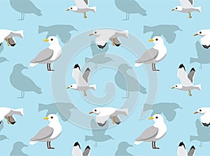 Seagull Flying Cartoon Seamless Background Wallpaper-01