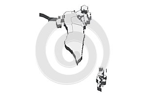 Bahrain map in 3D. 3d map with borders of regions.