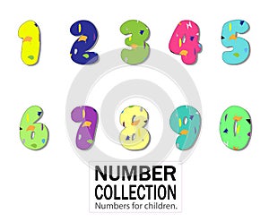 Kids numbers collection cartoon numbers 1 to 9 fonts star texture colorful shadow