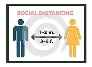 Social distancing Keep distance sign Coronovirus Vector illustration photo